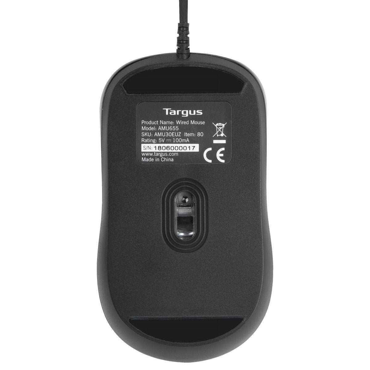 Targus AMU30EUZ, Ambidextrous, Optical, USB Type-A, 1000 DPI, Black