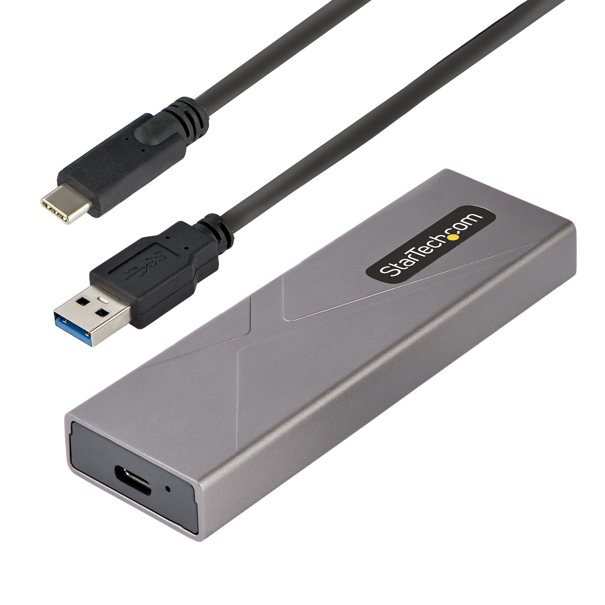 StarTech.com USB-C 10Gbps to M.2 NVMe or M.2 SATA SSD Enclosure - Tool-free External M.2 PCIe/SATA NGFF SSD Aluminum Case - USB Type-C&A Host Cables - Supports 2230/2242/2260/2280, SSD enclosure, M.2, M.2, 10 Gbit/s, USB connectivity, Grey