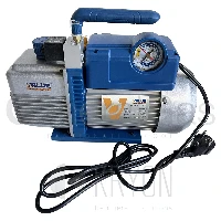 VALUE V-I220-R32 Pompa vuoto doppio stadio, adatta anche per R32 e A2L, portata 51 litri/minuto, motore 1/3 HP, grado di vuoto 2 x10(-2) mbar - 0,02 mbar/2 Pa/15 micron - con elettrovalvola e vacuometro