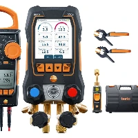 Testo 558s - Manifold digitale smart con pinza amperometrica e sonde per il vuoto e la temperatura senza fili