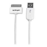StarTech.com 1m (3 ft) Apple 30-pin Dock Connector to USB Cable for iPhone / iPod / iPad with Stepped Connector, White, USB A, Apple 30-pin, 1 m, Male, Male