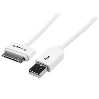 StarTech.com 1m (3 ft) Apple 30-pin Dock Connector to USB Cable for iPhone / iPod / iPad with Stepped Connector, White, USB A, Apple 30-pin, 1 m, Male, Male