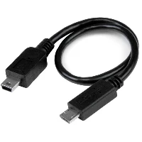StarTech.com USB OTG Cable - Micro USB to Mini USB - M/M - 8 in., 0.2 m, Mini-USB B, Micro-USB B, Male/Male, Black