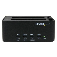 StarTech.com Dual Bay Hard Drive Duplicator and Eraser, Standalone SATA HDD/SSD Cloner/Copier, USB 3.0 to SATA Docking Station, Hard Drive Duplicator and Sanitizer Dock, Toolless / Top-Loading Design, 2.5,3.5