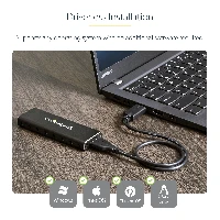 StarTech.com M.2 SSD Enclosure for M.2 SATA SSDs - USB 3.0 (5Gbps) with UASP, SSD enclosure, M.2, M.2, 6 Gbit/s, USB connectivity, Black