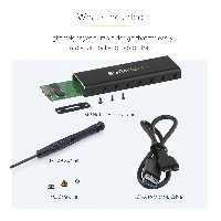 StarTech.com M.2 SSD Enclosure for M.2 SATA SSDs - USB 3.0 (5Gbps) with UASP, SSD enclosure, M.2, M.2, 6 Gbit/s, USB connectivity, Black