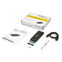StarTech.com M.2 SSD Enclosure for M.2 SATA SSDs - USB 3.1 (10Gbps) with USB-C Cable, SSD enclosure, M.2, M.2, 10 Gbit/s, USB connectivity, Black, Silver