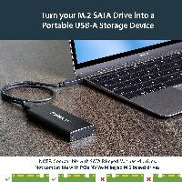 StarTech.com M.2 SSD Enclosure for M.2 SATA SSDs - USB 3.1 (10Gbps) with USB-C Cable, SSD enclosure, M.2, M.2, 10 Gbit/s, USB connectivity, Black, Silver