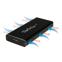 StarTech.com M.2 SSD Enclosure for M.2 SATA SSDs - USB 3.1 (10Gbps) with USB-C Cable, SSD enclosure, M.2, M.2, 10 Gbit/s, USB connectivity, Black, Silver