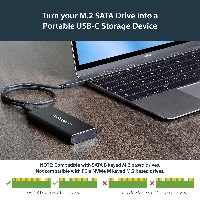 StarTech.com M.2 SSD Enclosure for M.2 SATA SSDs - USB 3.1 (10Gbps) with USB-C Cable, SSD enclosure, M.2, M.2, 10 Gbit/s, USB connectivity, Black, Silver