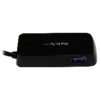 StarTech.com Portable 4 Port SuperSpeed Mini USB 3.0 Hub - BlackPortable 4 Port SuperSpeed Mini USB 3.0 Hub - 5Gbps - Black, USB 3.2 Gen 1 (3.1 Gen 1) Type-A, USB 3.2 Gen 1 (3.1 Gen 1) Type-A, 5000 Mbit/s, Black, Plastic, Power