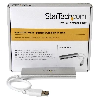 StarTech.com 4-Port Portable USB 3.0 Hub with Built-in Cable4-Port Portable USB 3.0 Hub with Built-in Cable - 5Gbps, USB 3.2 Gen 1 (3.1 Gen 1) Type-A, USB 3.2 Gen 1 (3.1 Gen 1) Type-A, 5000 Mbit/s, Silver, White, Aluminium, Plastic, Power