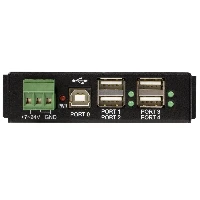 StarTech.com 4-Port USB 2.0 Hub - Metal Industrial USB-A Hub - Din Rail, Wall or Desk Mountable USB Data Hub - TAA Compliant USB Expander Hub, USB 2.0 Type-B, USB 2.0, 480 Mbit/s, Black, Steel, Power