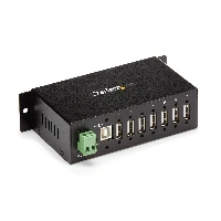 StarTech.com 7-Port USB 2.0 Hub - Metal Industrial USB-A Hub with ESD Protection & 350W Surge Protection - Din Rail, Wall or Desk Mountable - TAA Compliant USB Expander Hub, USB 2.0 Type-B, USB 2.0, 480 Mbit/s, Black, Steel, CE, FCC, RoHS, REACH, TAA