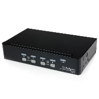 StarTech.com 4 Port Professional VGA USB KVM Switch with Hub, 1920 x 1440 pixels, Rack mounting, 1U, Black