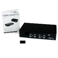 StarTech.com 4 Port Professional VGA USB KVM Switch with Hub, 1920 x 1440 pixels, Rack mounting, 1U, Black
