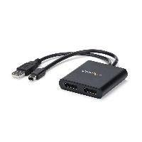 StarTech.com 2-Port Multi Monitor Adapter - Mini DisplayPort to 2x DisplayPort MST Hub - Dual 4K 30Hz - Video Splitter for Extended Desktop Mode on Windows PCs Only - mDP 1.2 to 2x DP, Mini DisplayPort, 2x DisplayPort, 3840 x 2160 pixels, Black, Plastic, 4K Ultra HD