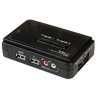 StarTech.com 2 Port Black USB KVM Switch Kit with Audio and Cables, 2048 x 1536 pixels, 2K Ultra HD, Black