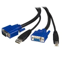 StarTech.com 6 ft 2-in-1 USB KVM Cable, 1.8 m, VGA, Black, USB, USB A + VGA, USB B + VGA
