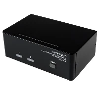 StarTech.com 2 Port DVI VGA Dual Monitor KVM Switch USB with Audio & USB 2.0 Hub, 1920 x 1200 pixels, WUXGA, 18 W, Black