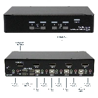 StarTech.com 4 Port USB DisplayPort KVM Switch with Audio, 3840 x 2400 pixels, Black