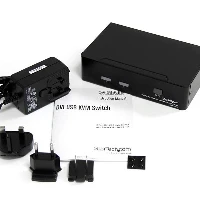 StarTech.com 2 Port DVI USB KVM Switch with Audio and USB 2.0 Hub, 1920 x 1200 pixels, Full HD, 18 W, Black