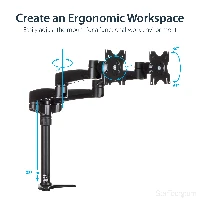 StarTech.com Desk-Mount Dual Monitor Arm - Articulating, Clamp, 13.6 kg, 30.5 cm (12
