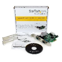 StarTech.com 2-port PCI Express RS232 Serial Adapter Card - PCIe RS232 Serial Host Controller Card - PCIe to Dual Serial DB9 Card - 16550 UART - Expansion Card - Windows & Linux, PCIe, Serial, PCIe 1.0, RS-232, Green, ASIX - MCS9922CV-AA