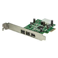 StarTech.com 3 Port 2b 1a 1394 PCI Express FireWire Card Adapter, PCIe, Firewire 800 / 400, PCIe 1.1, Green, 149905 h, Texas Instruments - XIO2213B