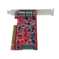 StarTech.com 2 Port PCI SuperSpeed USB 3.0 Adapter Card with SATA Power, PCI, USB 3.2 Gen 1 (3.1 Gen 1), Red, NEC uPD720202, 5 - 50 C, -25 - 70 C