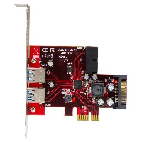StarTech.com 4 Port PCI Express USB 3.0 Card - 2 External & 2 Internal - SATA Power - UASP Support - 2x Internal (IDC) Motherboard-Style Headers, PCIe, SATA, USB 3.2 Gen 1 (3.1 Gen 1), Full-height / Low-profile, PCI 2.0, Metallic, Red, 3 m