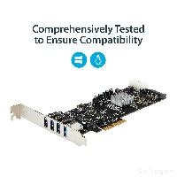 StarTech.com 4 Port USB 3.0 PCIe Card w/ 4 Dedicated 5Gbps Channels (USB 3.1 Gen 1) - UASP - SATA / LP4 Power - PCI Express Adapter Card, PCIe, USB 3.2 Gen 1 (3.1 Gen 1), Full-height / Low-profile, PCIe 2.0, Black, 3 m