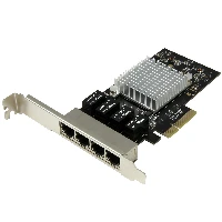 StarTech.com 4-Port Gigabit Ethernet Network Card - PCI Express, Intel I350 NIC, Internal, Wired, PCI Express, Ethernet, 2000 Mbit/s, Black, Metallic
