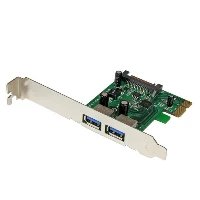 StarTech.com 2 Port PCI Express (PCIe) SuperSpeed USB 3.0 Card Adapter with UASP - SATA Power, PCIe, USB 3.2 Gen 1 (3.1 Gen 1), Low-profile, PCIe 2.0, Green, Metallic, CE, FCC, TAA, REACH