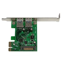 StarTech.com 2 Port PCI Express (PCIe) SuperSpeed USB 3.0 Card Adapter with UASP - SATA Power, PCIe, USB 3.2 Gen 1 (3.1 Gen 1), Low-profile, PCIe 2.0, Green, Metallic, CE, FCC, TAA, REACH