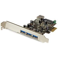 StarTech.com 4-Port PCI Express USB 3.0 Card, PCIe, USB 3.2 Gen 1 (3.1 Gen 1), Full-height / Low-profile, PCI 2.0, Black, Stainless steel, 3 m