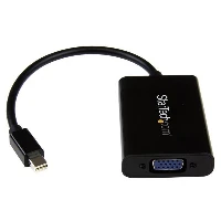 StarTech.com Mini DisplayPort to VGA Adapter with Audio, 0.184 m, 1920 x 1200 pixels, 1080p, 720p, Black, Active video converter, CE, FCC, RoHS