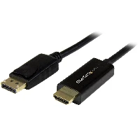 StarTech.com 6ft (2m) DisplayPort to HDMI Cable - 4K 30Hz - DisplayPort to HDMI Adapter Cable - DP 1.2 to HDMI Monitor Cable Converter - Latching DP Connector - Passive DP to HDMI Cord, 2 m, HDMI Type A (Standard), DisplayPort, Male, Male, Straight