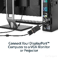 StarTech.com DisplayPort to VGA Adapter - Active DP to VGA Converter - 1080p Video - Durable - DP/DP++ Source to VGA Monitor Cable Adapter Dongle - DP 1.2 to VGA - Latching DP Connector, 0.08 m, DisplayPort, VGA (D-Sub), Male, Female, Straight