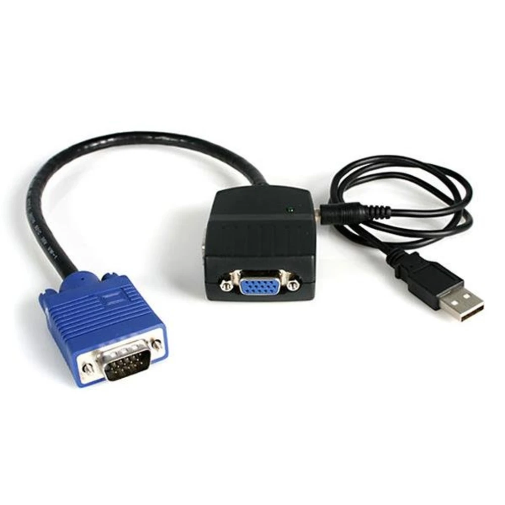 StarTech.com 2 Port VGA Video Splitter - USB Powered, VGA, 2x VGA, 2048 x 1536 pixels, Black, Plastic, 61 m