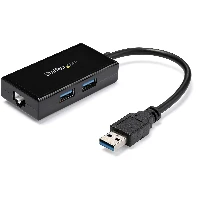 StarTech.com USB to Ethernet Adapter, USB 3.0 to 10/100/1000 Gigabit Ethernet LAN Converter for Laptops, 11.8in/30cm Attached Cable, USB to RJ45 Adapter, NIC Adapter, USB Network Adapter, Wired, USB, Ethernet, 5000 Mbit/s, Black