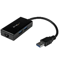 StarTech.com USB to Ethernet Adapter, USB 3.0 to 10/100/1000 Gigabit Ethernet LAN Converter for Laptops, 11.8in/30cm Attached Cable, USB to RJ45 Adapter, NIC Adapter, USB Network Adapter, Wired, USB, Ethernet, 5000 Mbit/s, Black