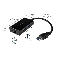 StarTech.com USB to Ethernet Adapter, USB 3.0 to 10/100/1000 Gigabit Ethernet LAN Converter for Laptops, 11.8in/30cm Attached Cable, USB to RJ45 Adapter, NIC Adapter, USB Network Adapter, Wired, USB, Ethernet, 5000 Mbit/s, Black
