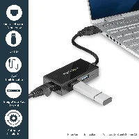 StarTech.com USB to Ethernet Adapter, USB 3.0 to 10/100/1000 Gigabit Ethernet LAN Converter for Laptops, 11.8in/30cm Attached Cable, USB to RJ45 Adapter, NIC Adapter, USB Network Adapter, Wired, USB, Ethernet, 5000 Mbit/s, Black