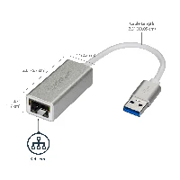 StarTech.com USB 3.0 to Gigabit Network Adapter - Silver, Wired, USB, Ethernet, 2000 Mbit/s, Silver