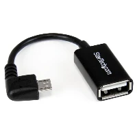 StarTech.com 5in Right Angle Micro USB to USB OTG Host Adapter M/F, 0.127 m, Micro-USB B, USB A, USB 2.0, 480 Mbit/s, Black