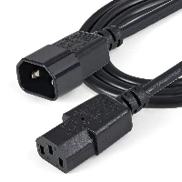 StarTech.com 1m (3ft) Power Extension Cord, C14 to C13, 10A 125V, 18AWG, Computer Power Cord Extension, IEC-320-C14 to IEC-320-C13 AC Power Cable Extension for Power Supply, UL Listed, 1 m, C14 coupler, C13 coupler, SVT, 250 V, 5 A