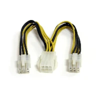 StarTech.com 6in PCI Express Power Splitter Cable, 0.1524 m, Male, Female, Black, White, Yellow, 34 g, 125 mm