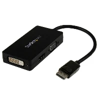 StarTech.com Travel A/V adapter 3-in-1 DisplayPort to VGA DVI or HDMI converter, 0.15 m, 1920 x 1200 pixels, 1080p, Black, CE, FCC, REACH, 0 - 70 C