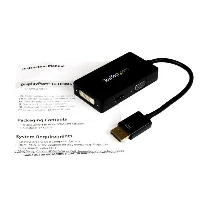 StarTech.com Travel A/V adapter 3-in-1 DisplayPort to VGA DVI or HDMI converter, 0.15 m, 1920 x 1200 pixels, 1080p, Black, CE, FCC, REACH, 0 - 70 C